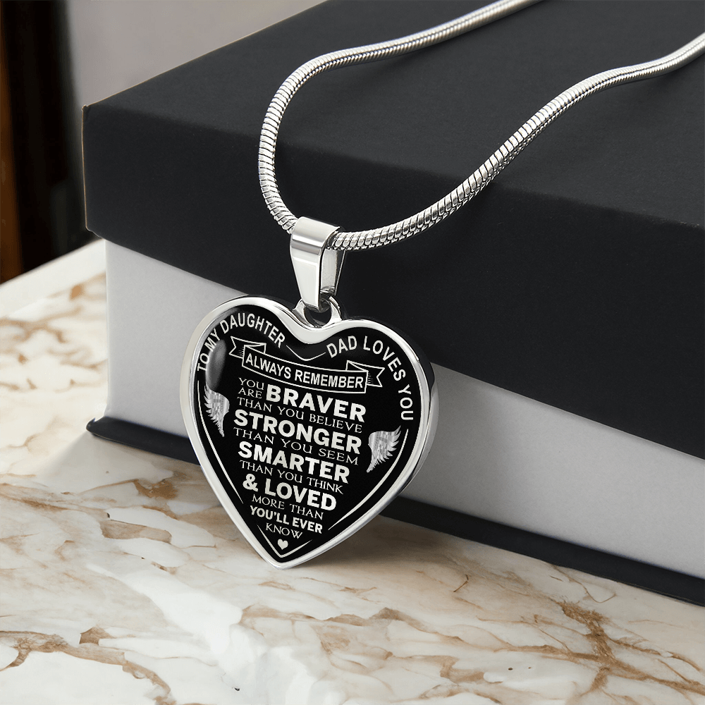 To My Daughter - Dad Loves You Luxury Heart Necklace Gifts For Birthday, Wedding (132624694219)