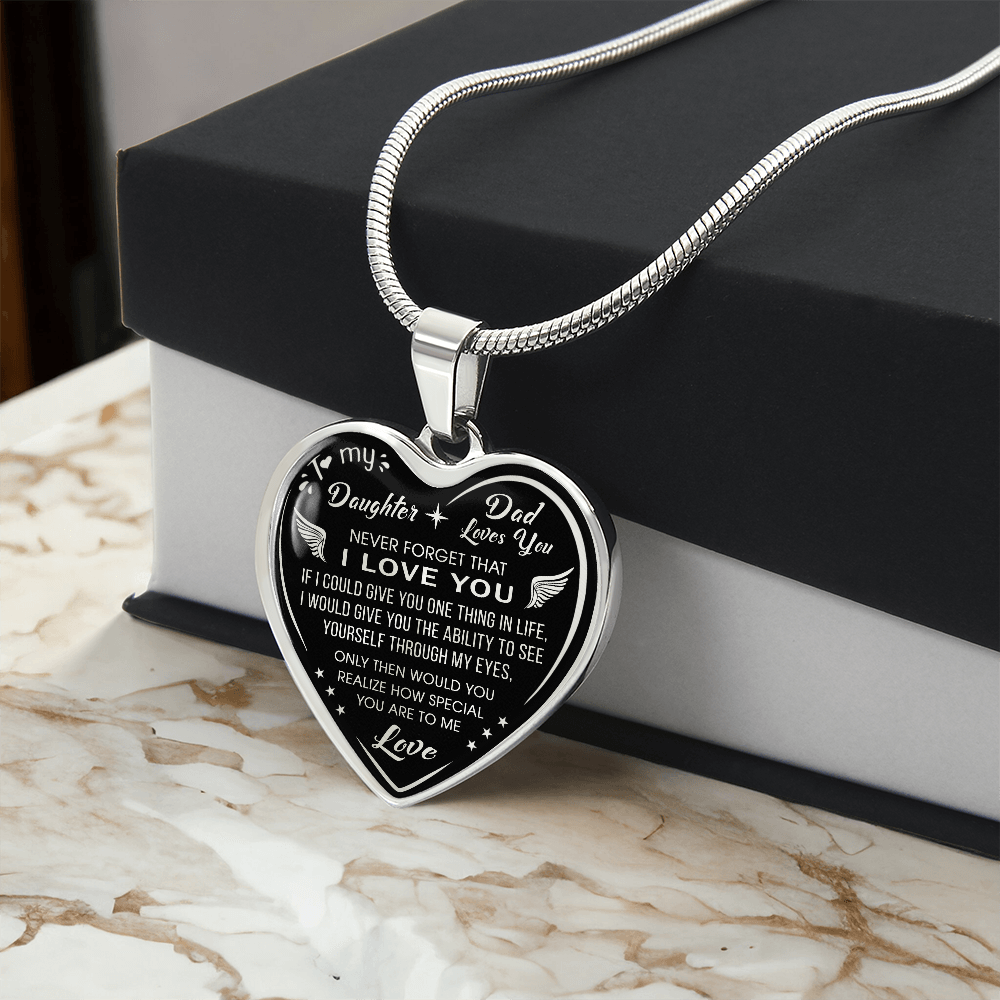 Dad To Daughter Gift Novelty Luxury Unique Heart Necklace from Father Daddy Papa (132629516810)