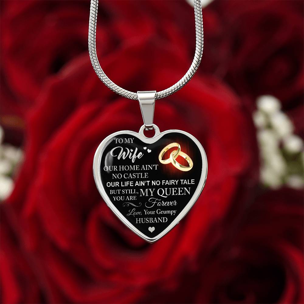 To My Wife Love Gift From Grumpy Husband Heart Necklace Chain for Valentines Day (133581377259)