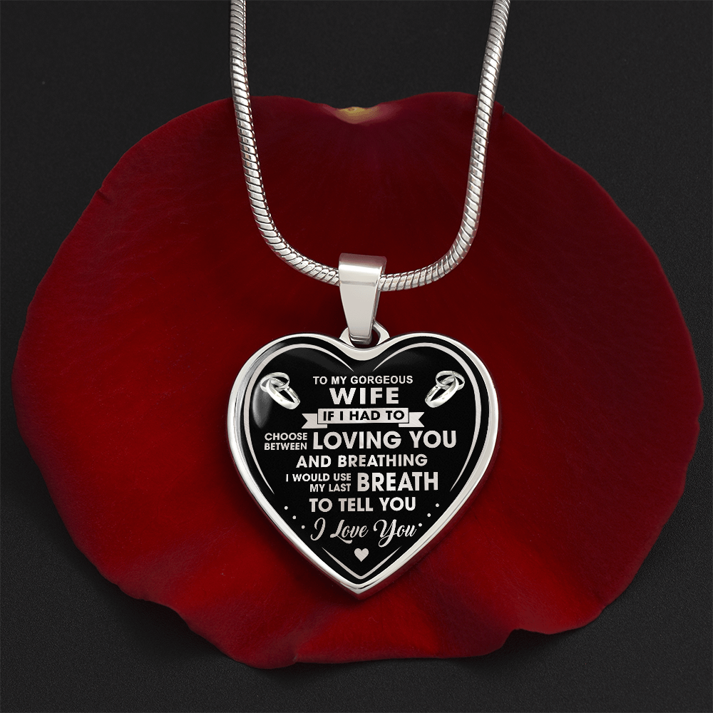 To My Gorgeous Wife Luxury Necklace Gift For Wedding Anniversary Valentine's Day - Silver (132877990021)