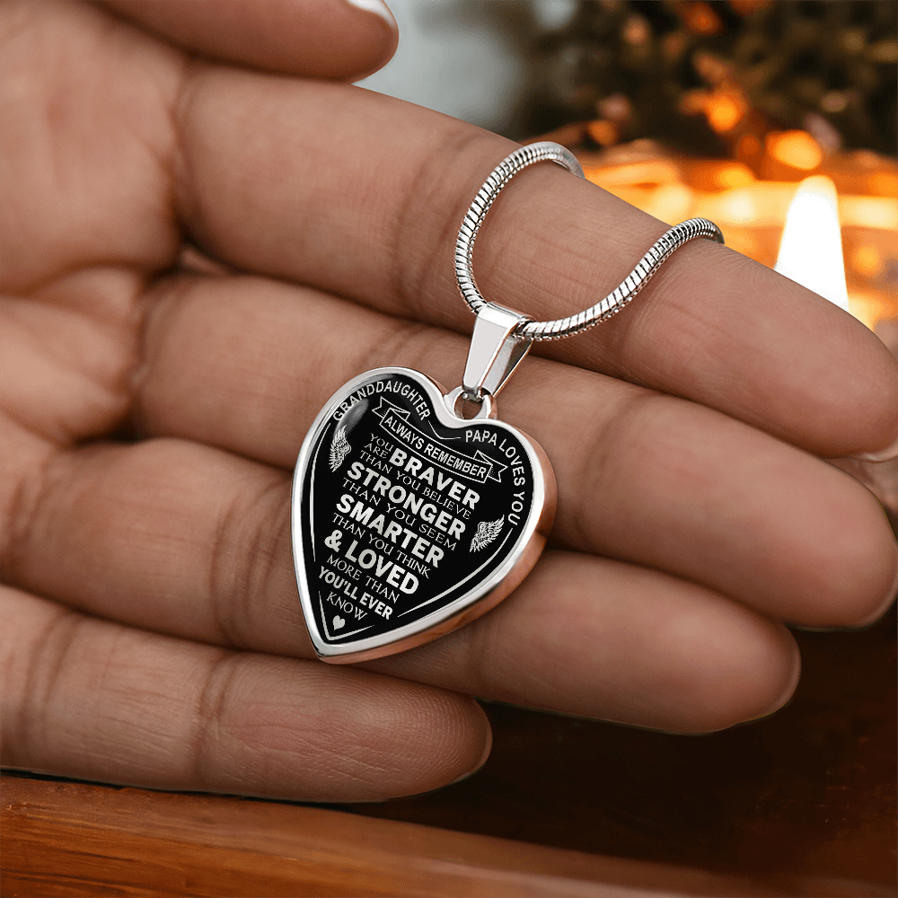To My Granddaughter Heart Necklace gift from Papa Grandad Grandfather