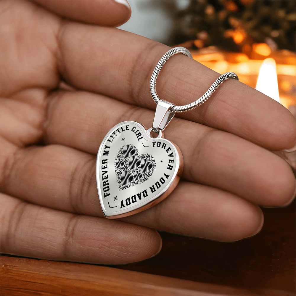 Dad to Daughter Gift, Forever My Little Girl Inspirational Heart Trendy Necklace (132650065815)