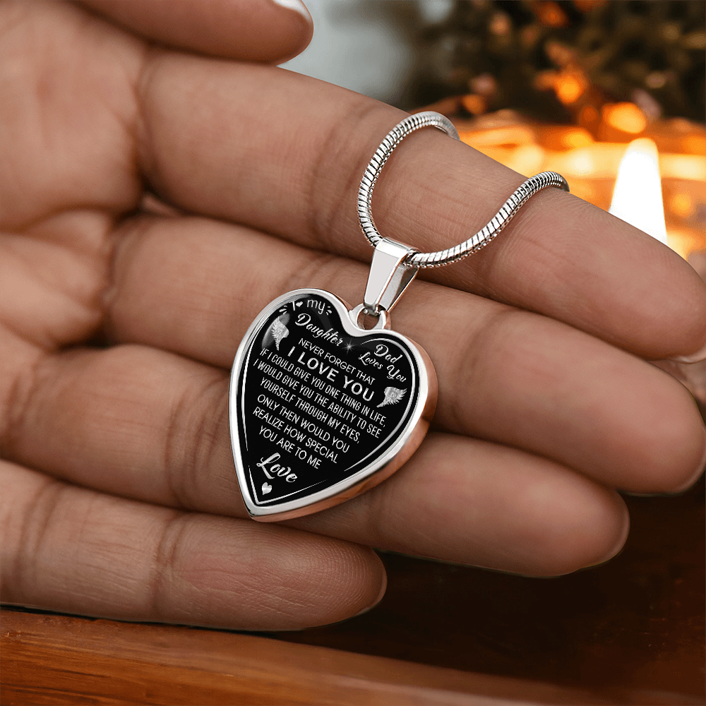 Dad to Daughter Gift Novelty Luxury Unique Heart Necklace From Father, Daddy, Papa for Little Girl's Birthday, Back to School (132629516810)