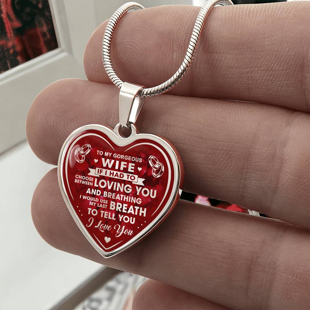 To My Gorgeous Wife Heart Necklace Gift from Husband Partner - Unique Present for Bride Soulmate, Anniversary Wedding Gift
