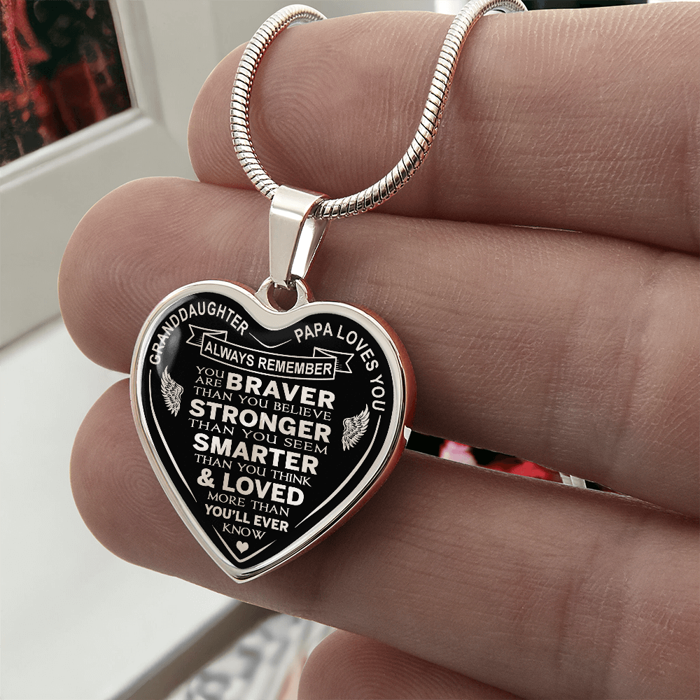 To My Granddaughter Heart Necklace gift from Papa Grandad Grandfather