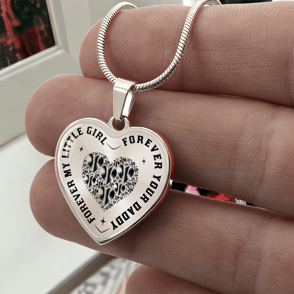 Dad to Daughter Gift, Forever My Little Girl Inspirational Heart Trendy Necklace (132650065815)