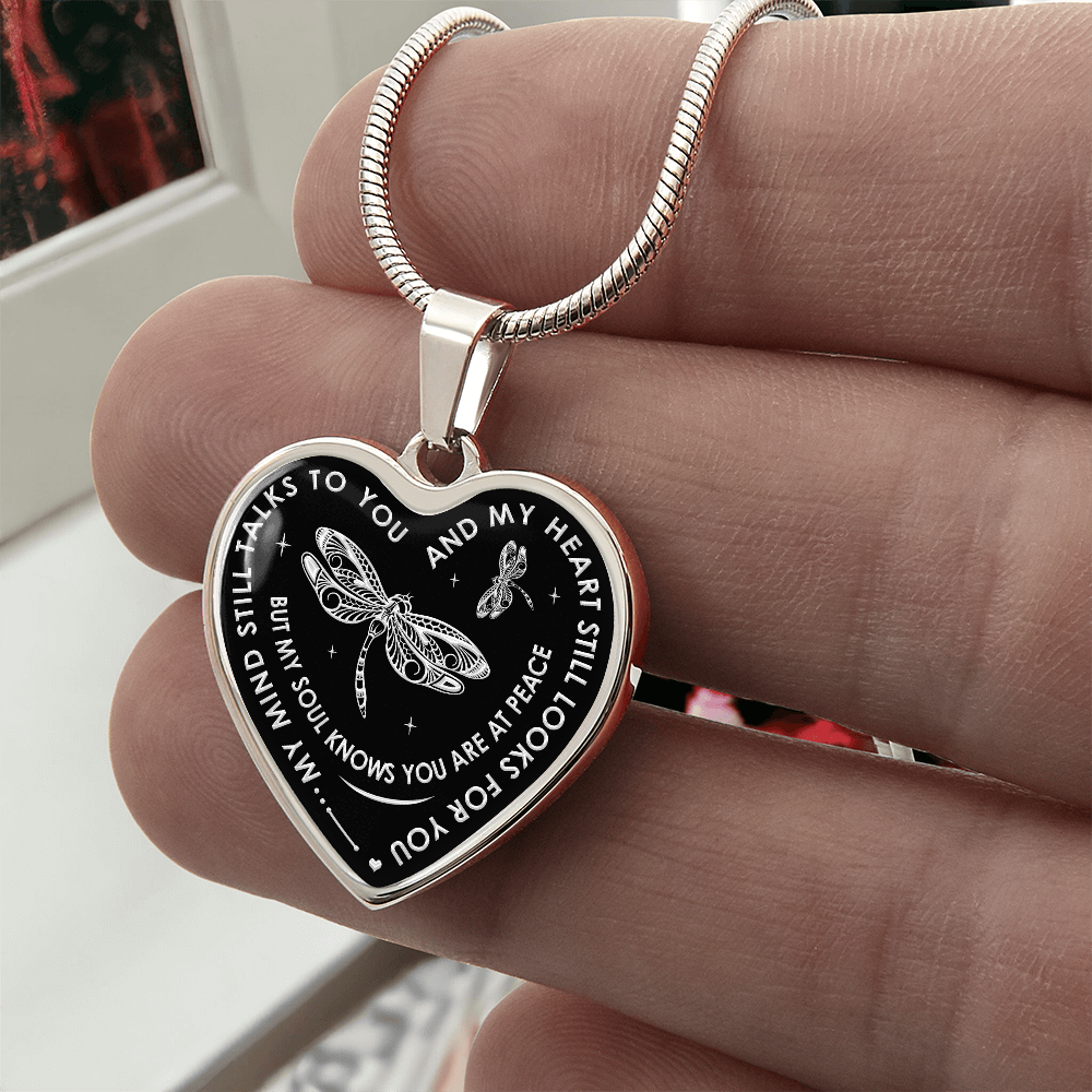 My Mind Still Talks To You - Dragonfly Gift Luxury Heart Necklace For Women Mom (133127714264)