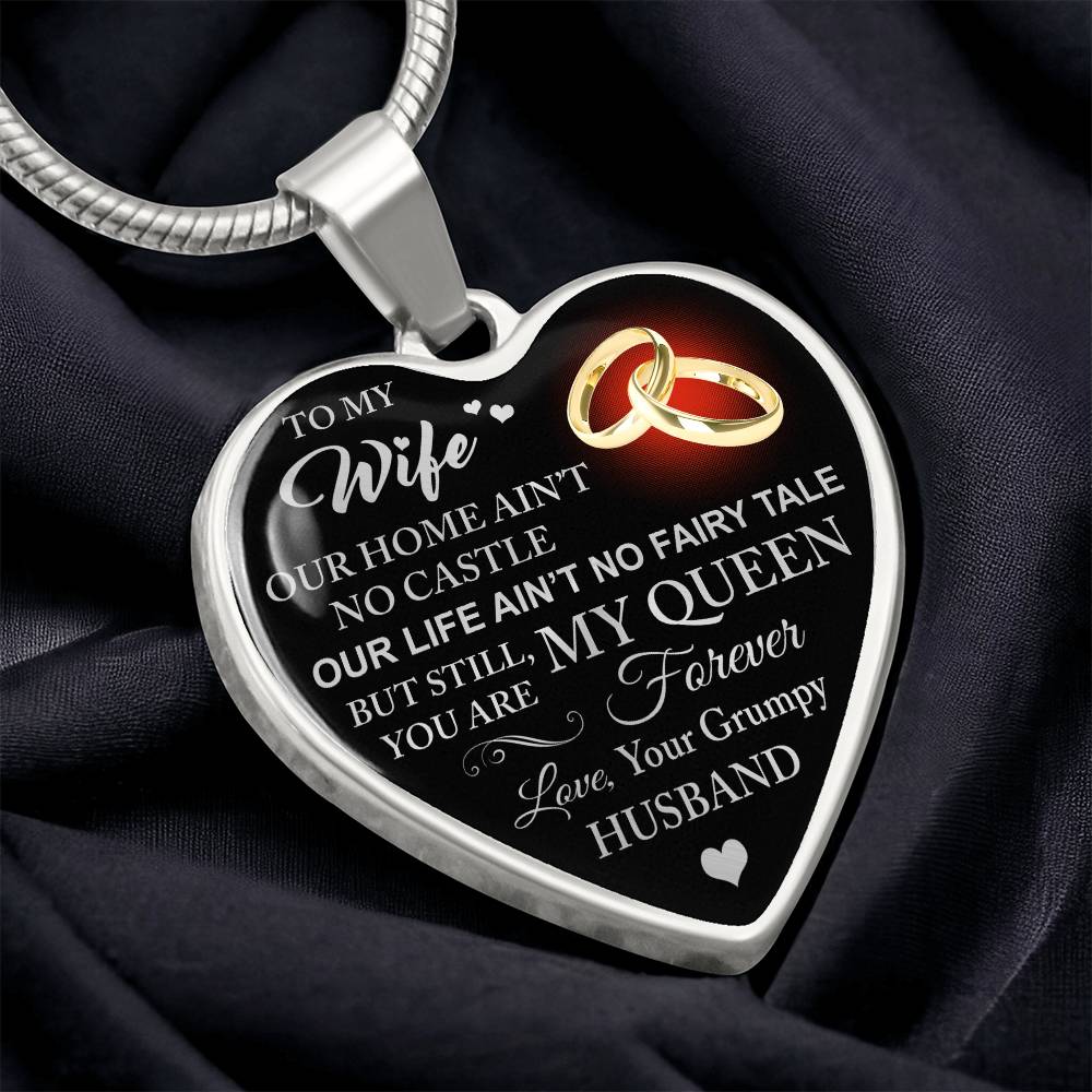 To My Wife Love Gift From Grumpy Husband Heart Necklace Chain for Valentines Day (133581377259)