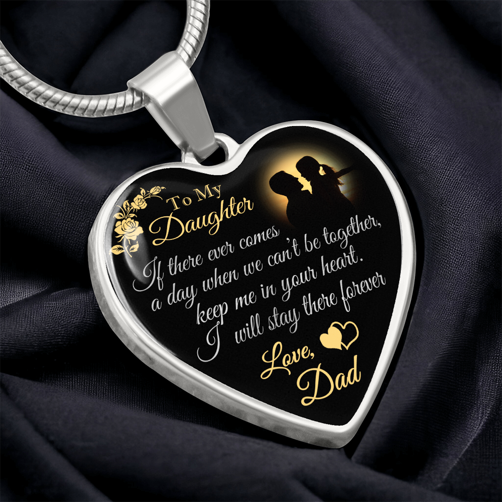 Dad To Daughter Forever Love Heart Necklace - Unique Gift for Little Girl - Meaningful Present for Birthday, Back to School, Christmas