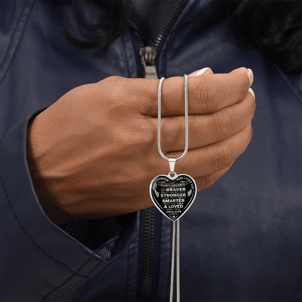 To My Granddaughter Heart Necklace gift from Papa Grandad Grandfather