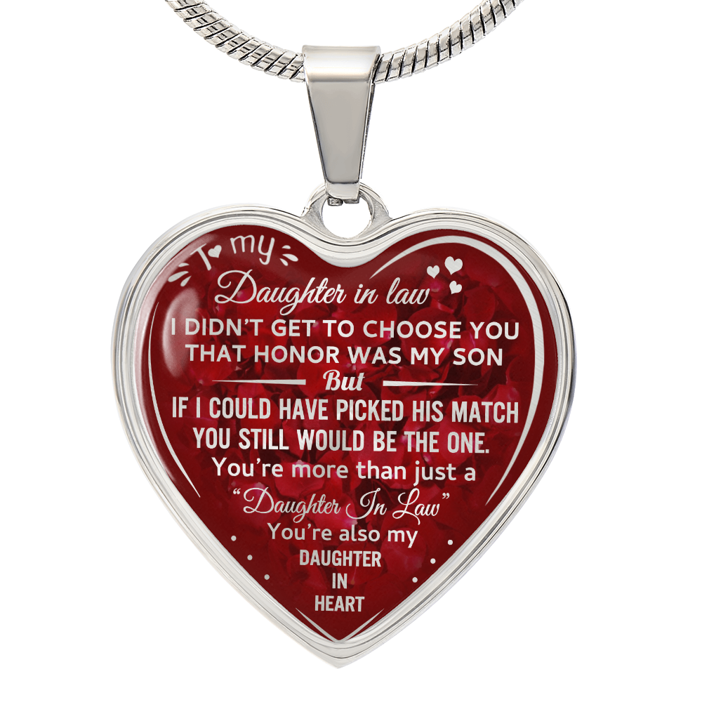 To My Daughter In Law Love Gift Luxury Heart Pendant Necklace for Bonus Daughter (134032062455)