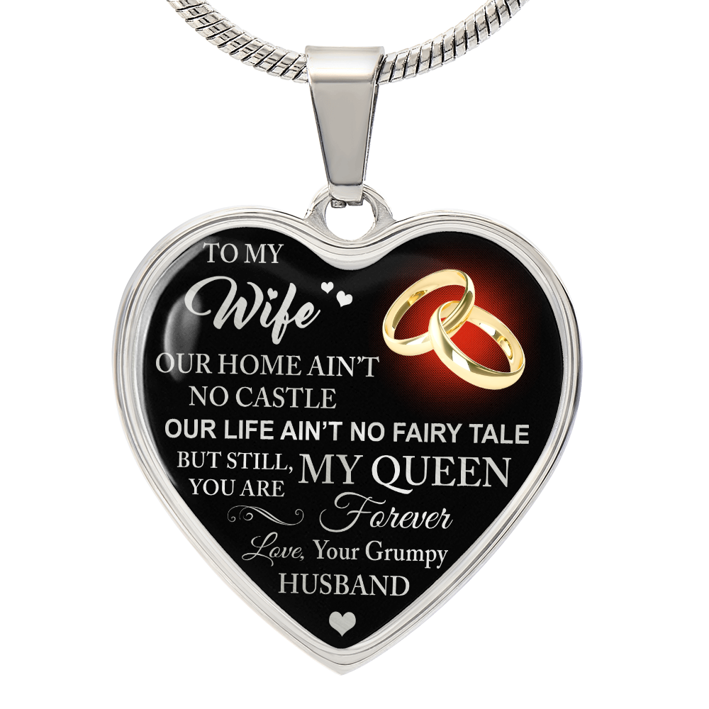 To My Wife Love Gift From Grumpy Husband Heart Necklace Chain for Valentines Day (133581377259)