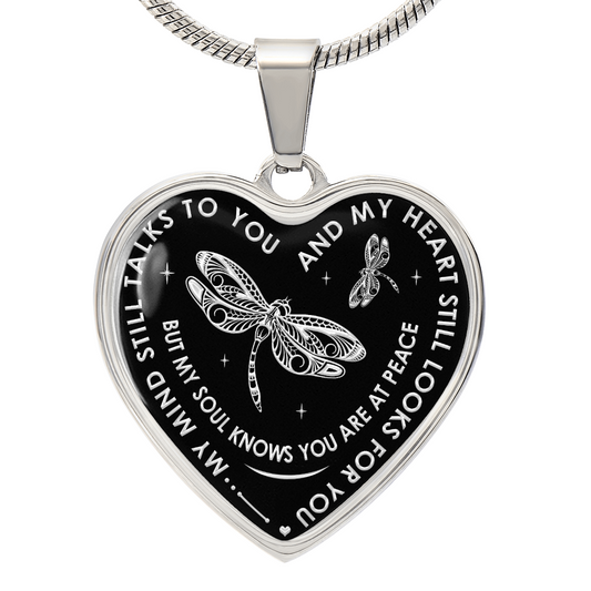 My Mind Still Talks To You - Dragonfly Gift Luxury Heart Necklace For Women Mom (133127714264)