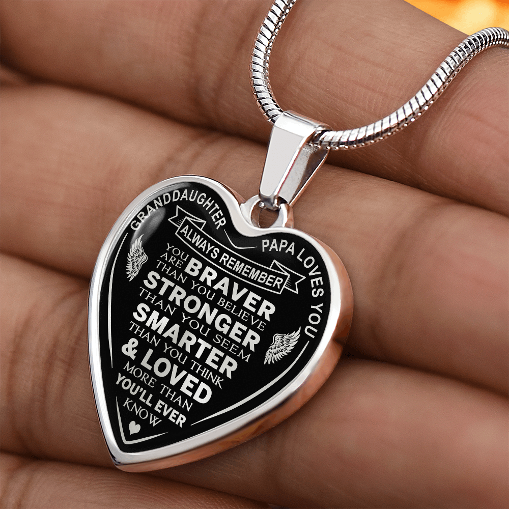 To My Granddaughter Heart Necklace gift from Papa Grandad Grandfather
