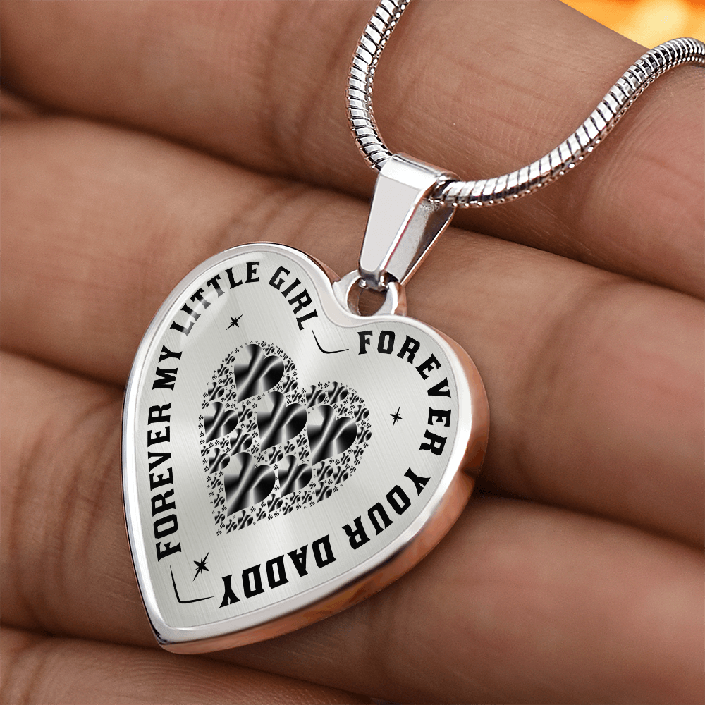 Dad to Daughter Gift, Forever My Little Girl Inspirational Heart Trendy Necklace (132650065815)
