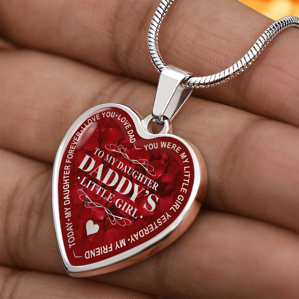 To My Daughter Luxury Heart Necklace, Dad and Daughter Gift For Birthday Wedding (132950172012)