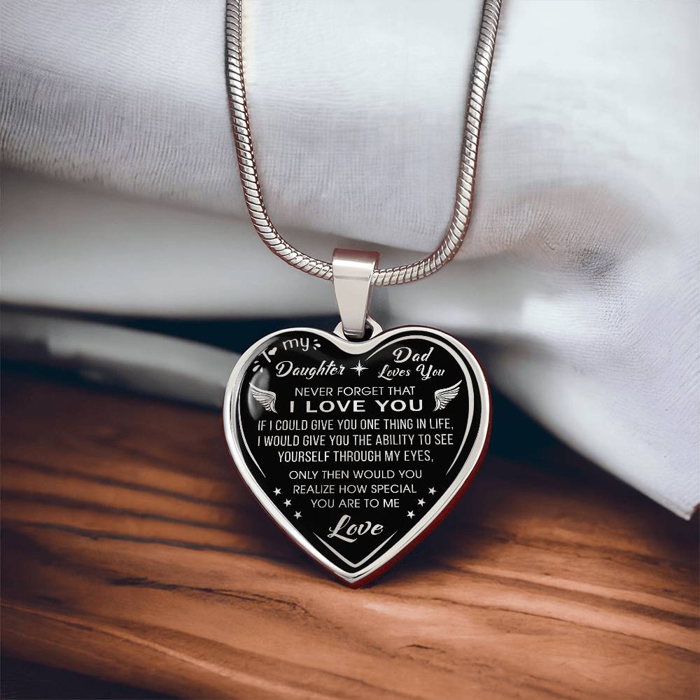 Dad To Daughter Gift Novelty Luxury Unique Heart Necklace from Father Daddy Papa (132629516810)