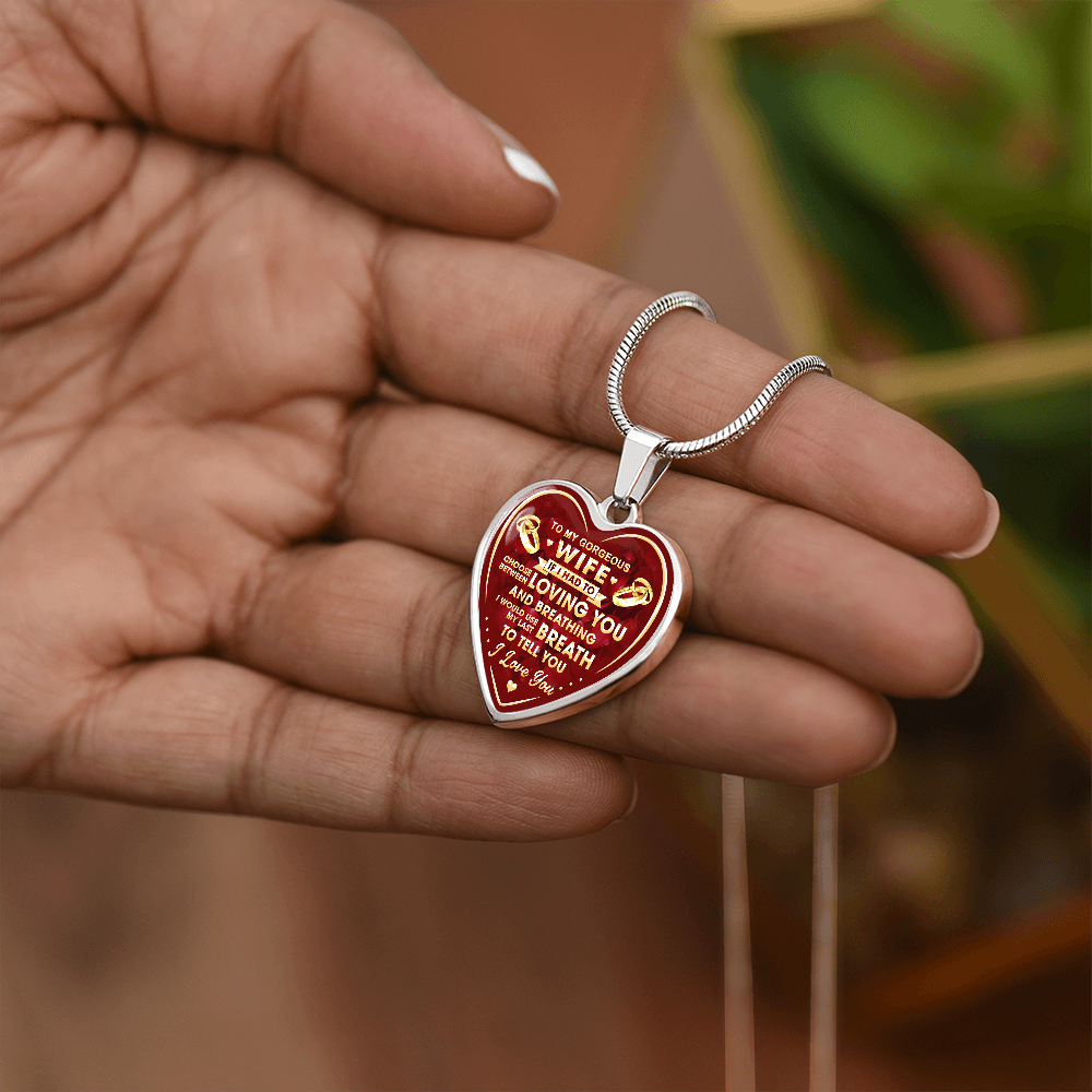 Romantic Gift for Wife, Wedding Heart Necklace - Husband and Wife Heartfelt Gift (132950845308)