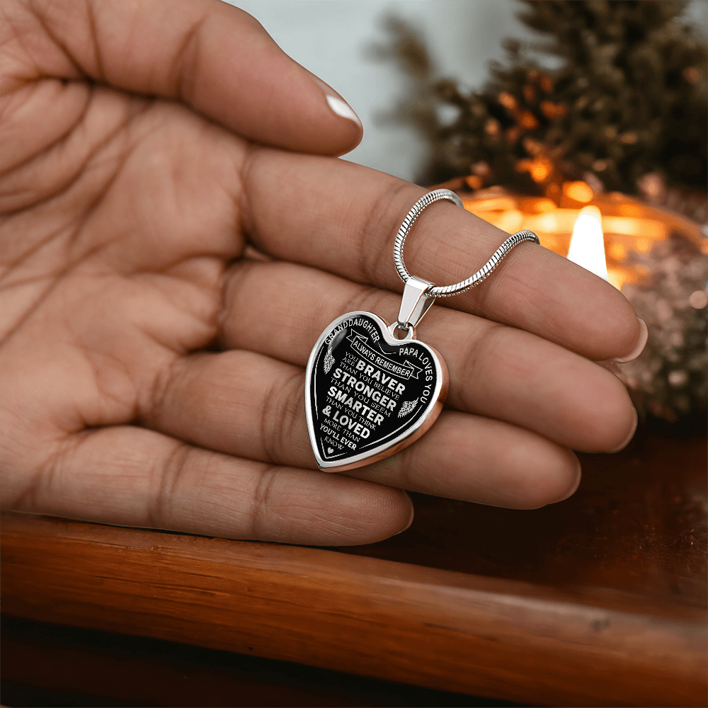 To My Granddaughter Heart Necklace gift from Papa Grandad Grandfather