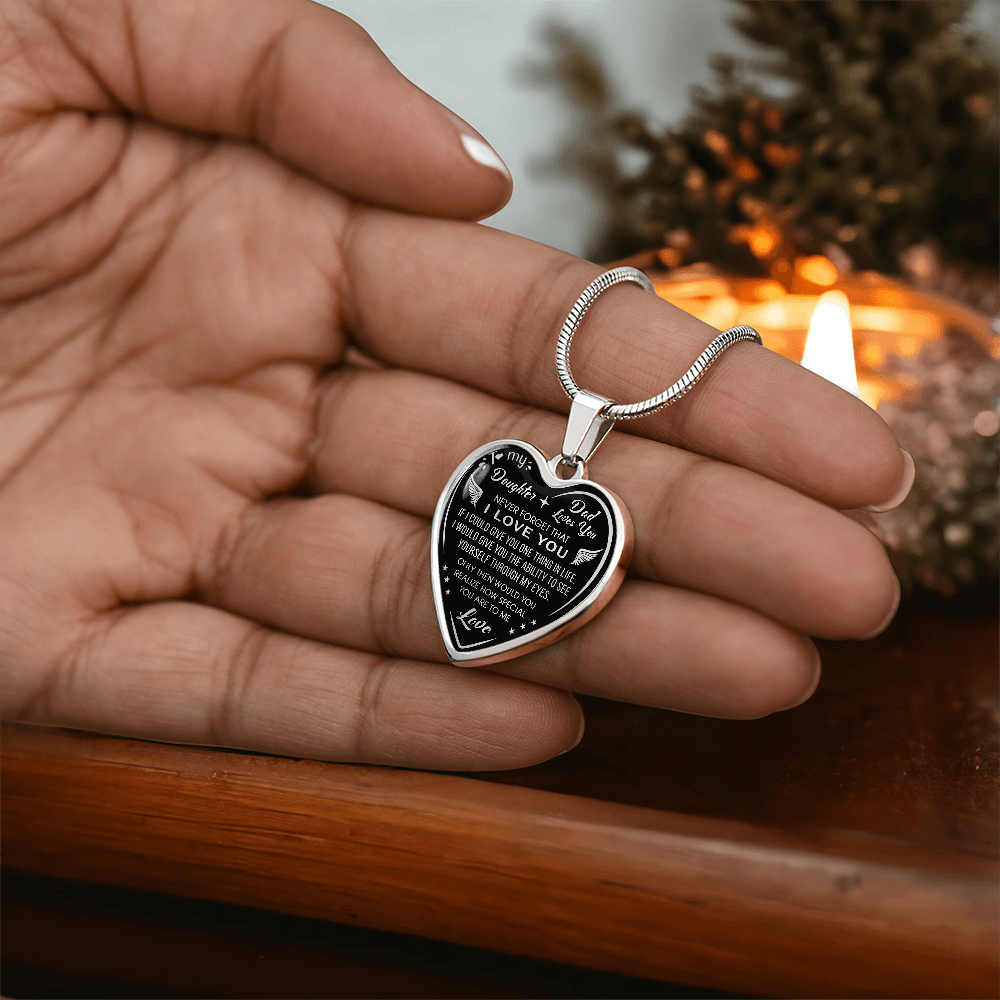 Dad To Daughter Gift Novelty Luxury Unique Heart Necklace from Father Daddy Papa (132629516810)