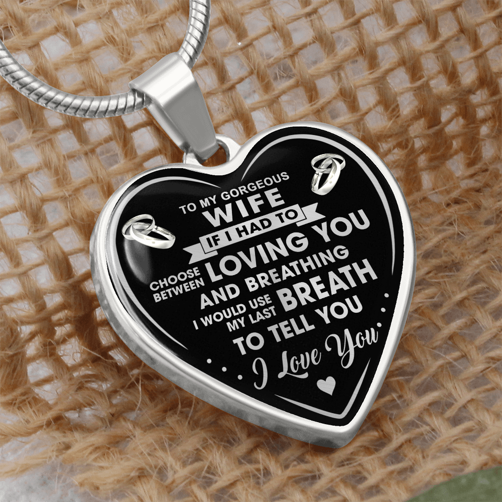 To My Gorgeous Wife Luxury Necklace Gift For Wedding Anniversary Valentine's Day - Silver (132877990021)