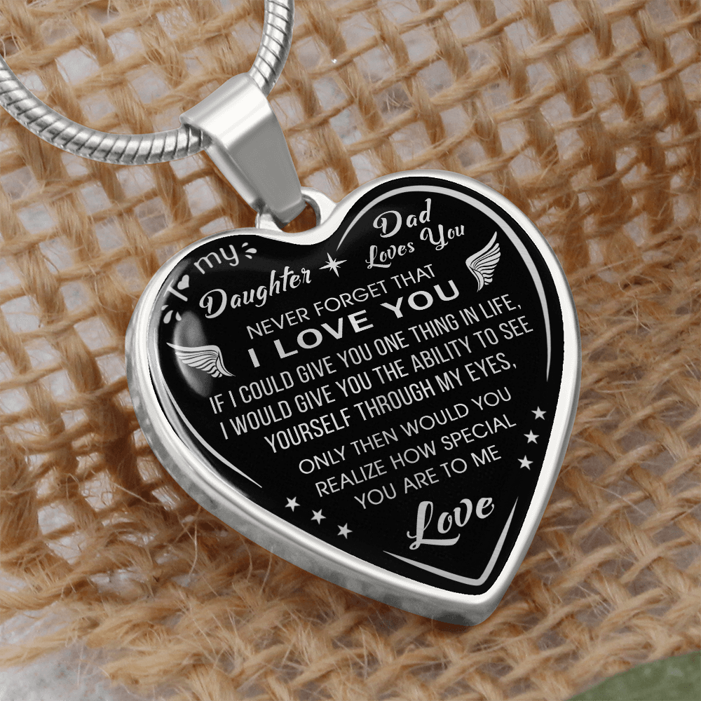 Dad To Daughter Gift Novelty Luxury Unique Heart Necklace from Father Daddy Papa (132629516810)
