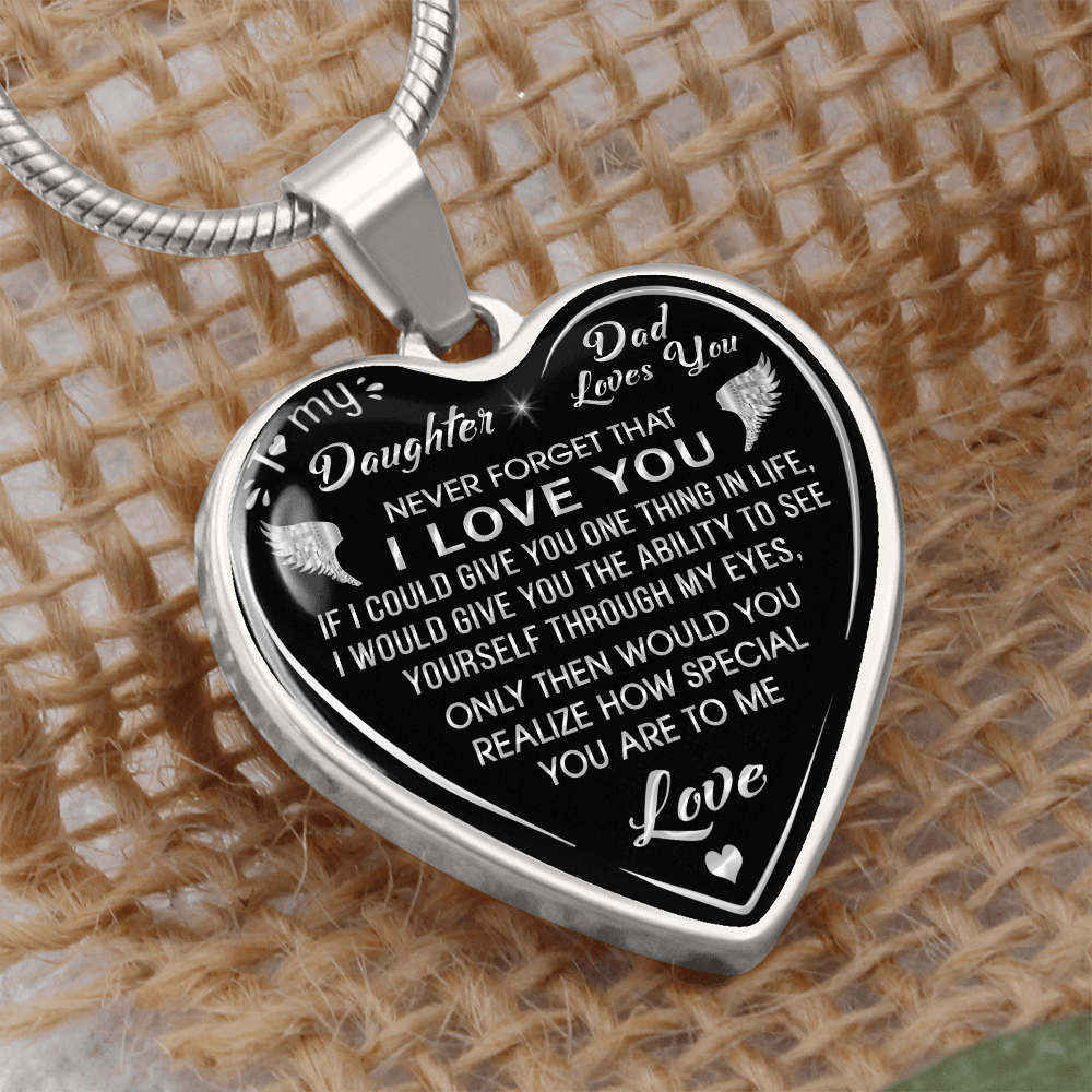 Dad to Daughter Gift Novelty Luxury Unique Heart Necklace From Father, Daddy, Papa for Little Girl's Birthday, Back to School (132629516810)