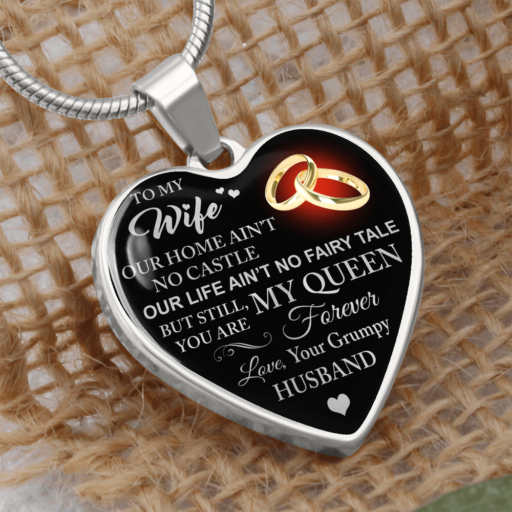 To My Wife Love Gift From Grumpy Husband Heart Necklace Chain for Valentines Day (133581377259)
