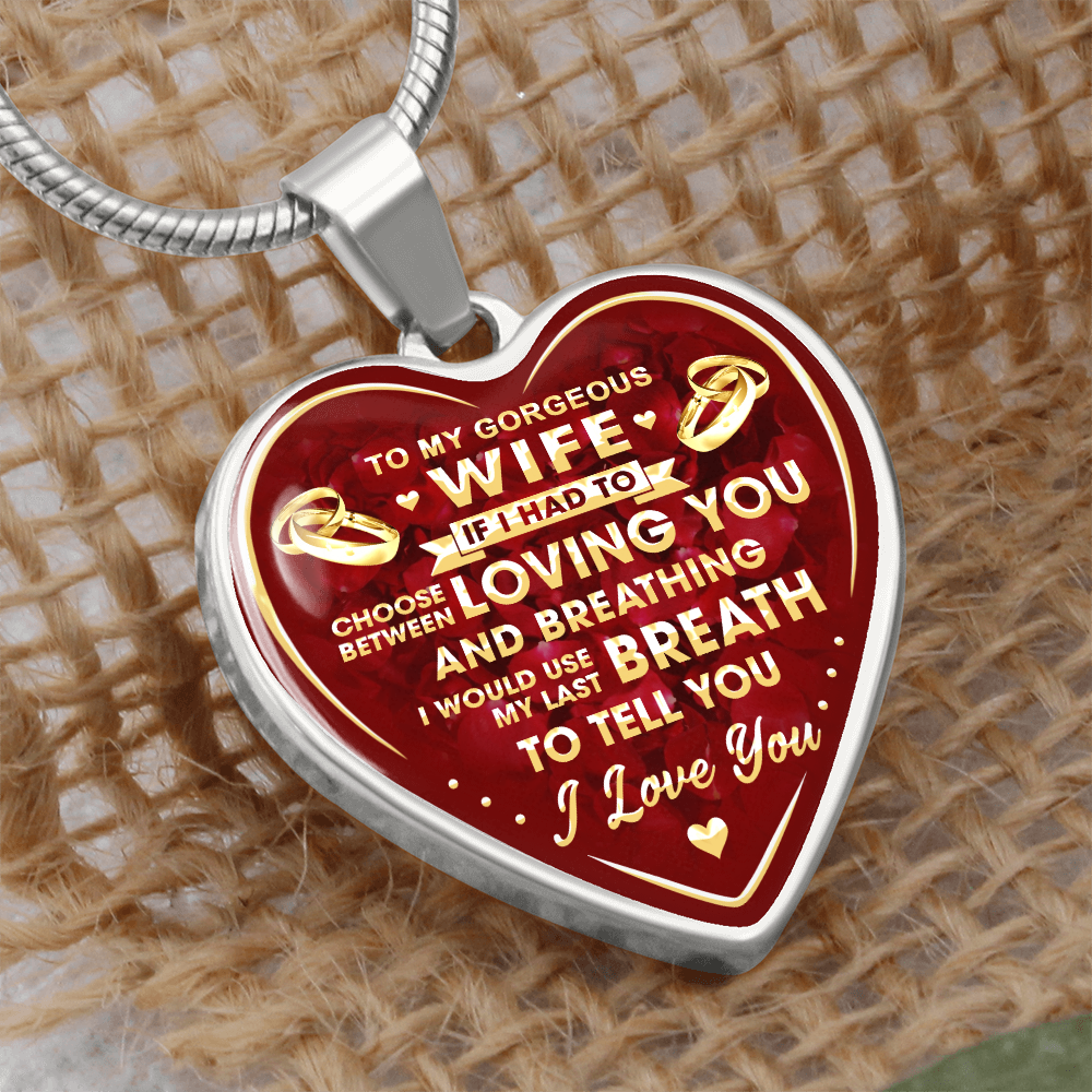 Romantic Gift for Wife, Wedding Heart Necklace - Husband and Wife Heartfelt Gift (132950845308)