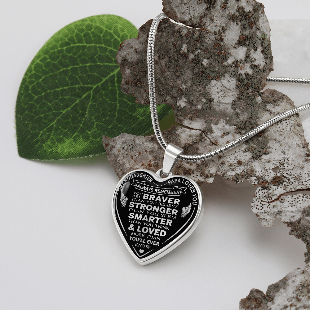 To My Granddaughter Heart Necklace gift from Papa Grandad Grandfather