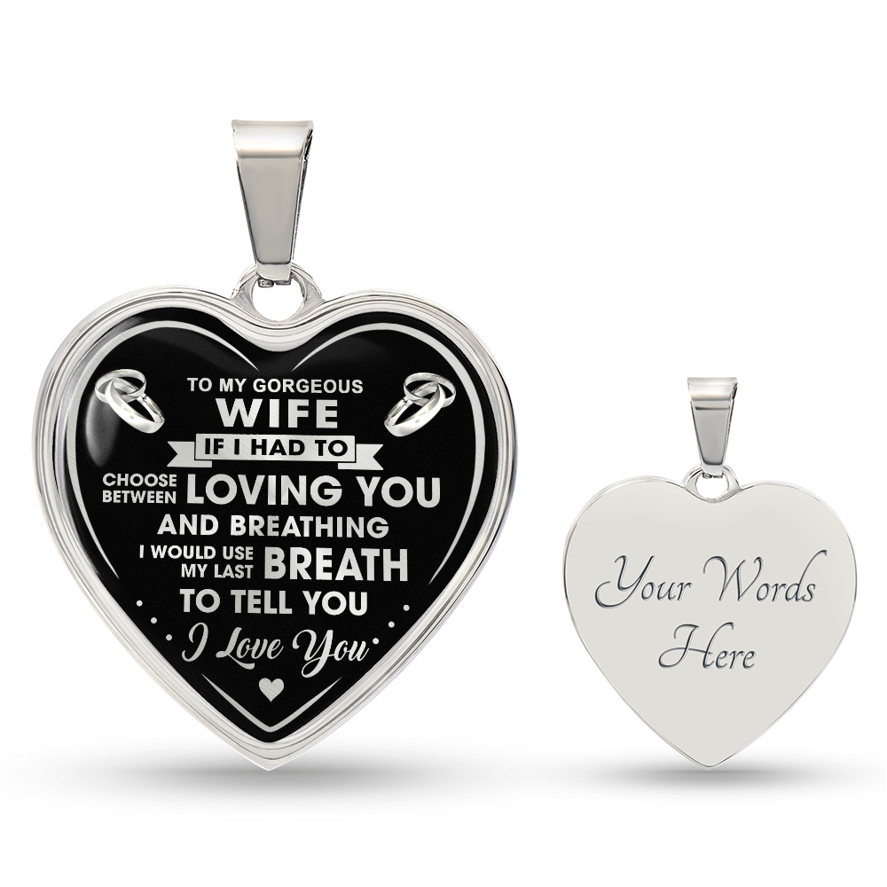 To My Gorgeous Wife Luxury Necklace Gift For Wedding Anniversary Valentine's Day - Silver (132877990021)