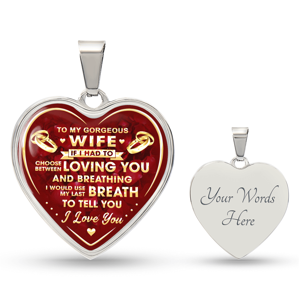 Romantic Gift for Wife, Wedding Heart Necklace - Husband and Wife Heartfelt Gift (132950845308)