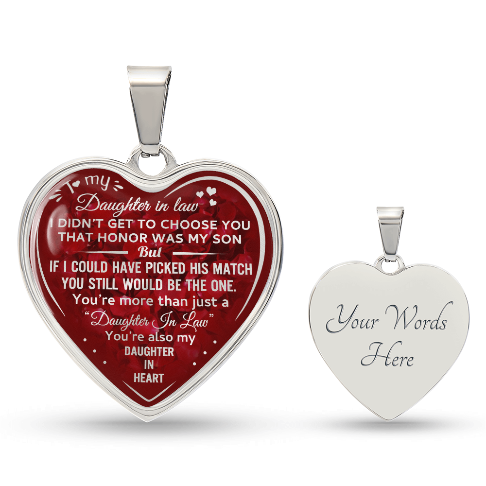 To My Daughter In Law Love Gift Luxury Heart Pendant Necklace for Bonus Daughter (134032062455)