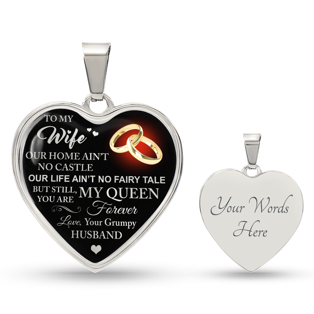 To My Wife Love Gift From Grumpy Husband Heart Necklace Chain for Valentines Day (133581377259)