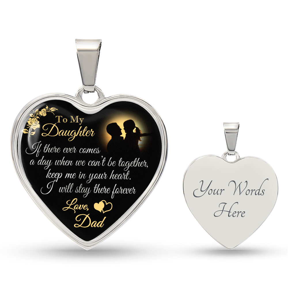 Dad To Daughter Forever Love Heart Necklace - Unique Gift for Little Girl - Meaningful Present for Birthday, Back to School, Christmas