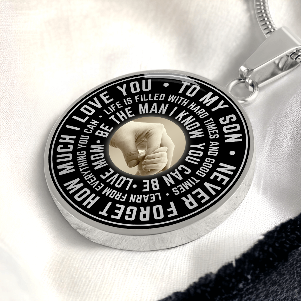 To My Son Circle Necklace from Mom, Mother, Mama - Keepsake Gift for Birthday