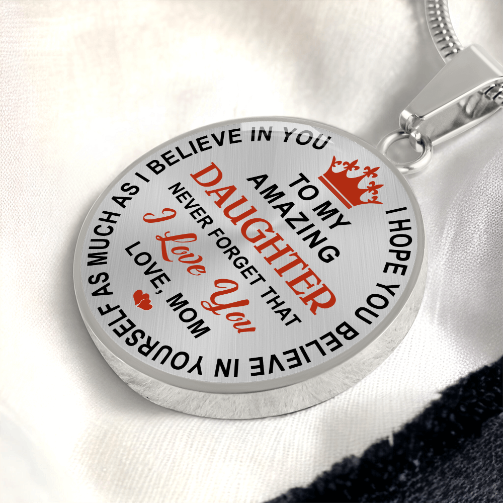 To My Daughter Circle Necklace Gift from Dad, Father - Meaningful Birthday, Christmas or any Special Occasion gift for Princess, Little Girl