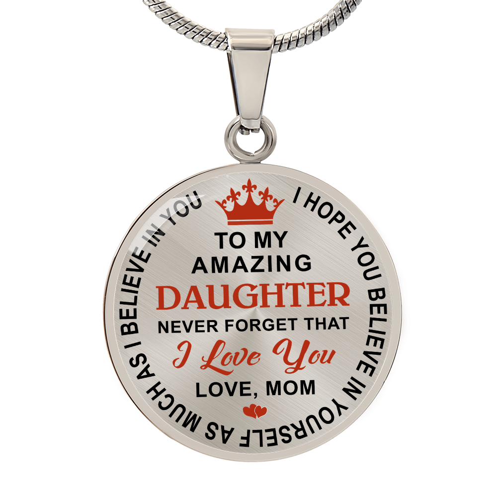 To My Daughter Circle Necklace Gift from Dad, Father - Meaningful Birthday, Christmas or any Special Occasion gift for Princess, Little Girl