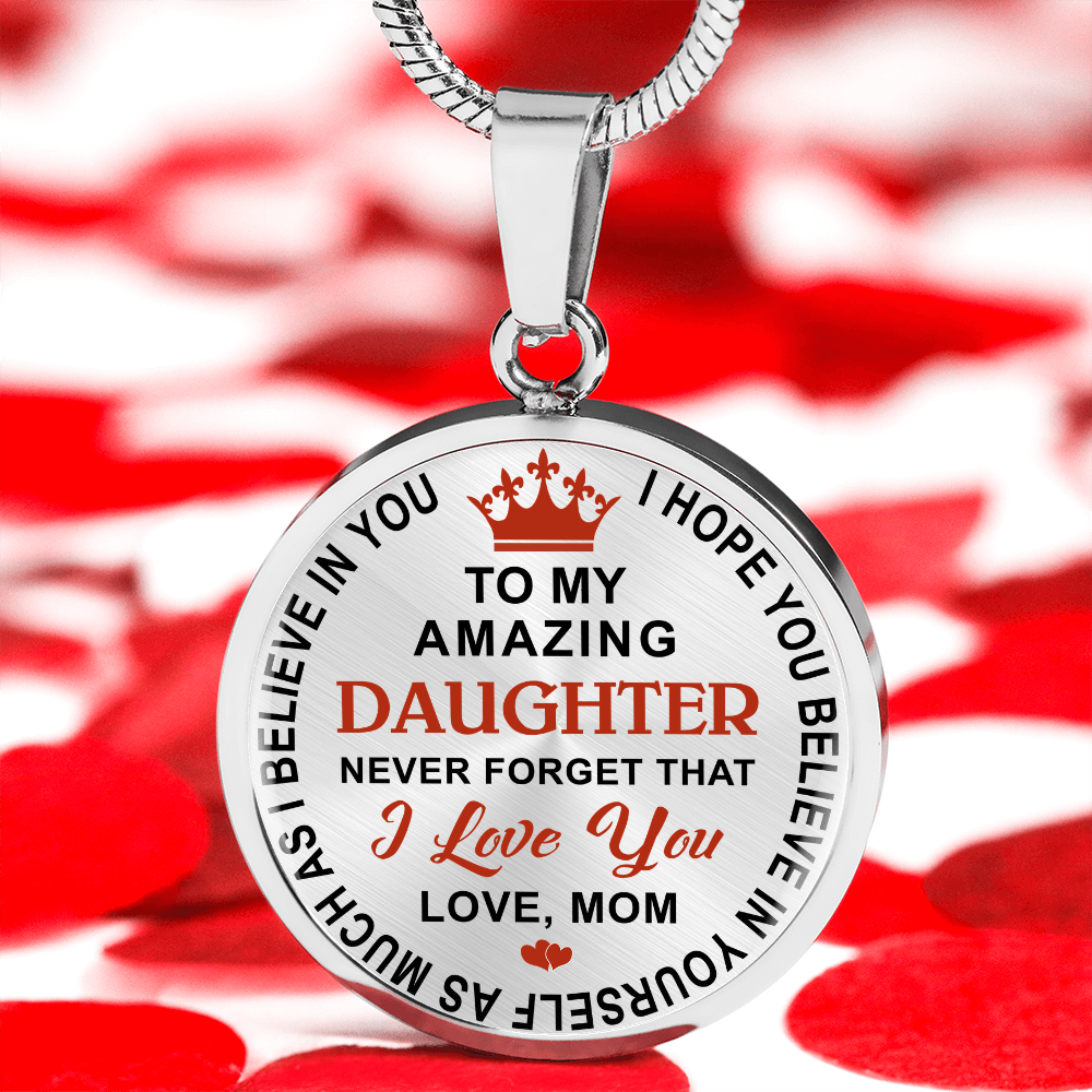 To My Daughter Circle Necklace Gift from Dad, Father - Meaningful Birthday, Christmas or any Special Occasion gift for Princess, Little Girl