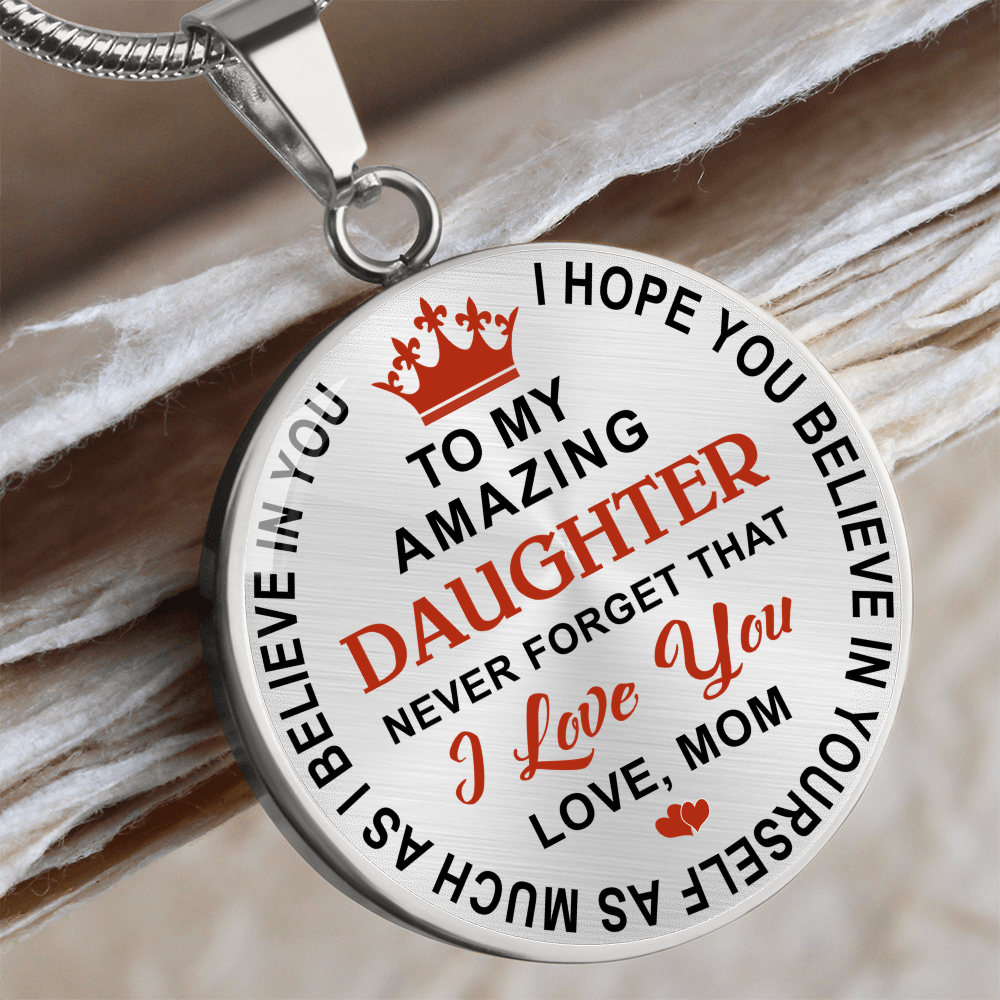 To My Daughter Circle Necklace Gift from Dad, Father - Meaningful Birthday, Christmas or any Special Occasion gift for Princess, Little Girl