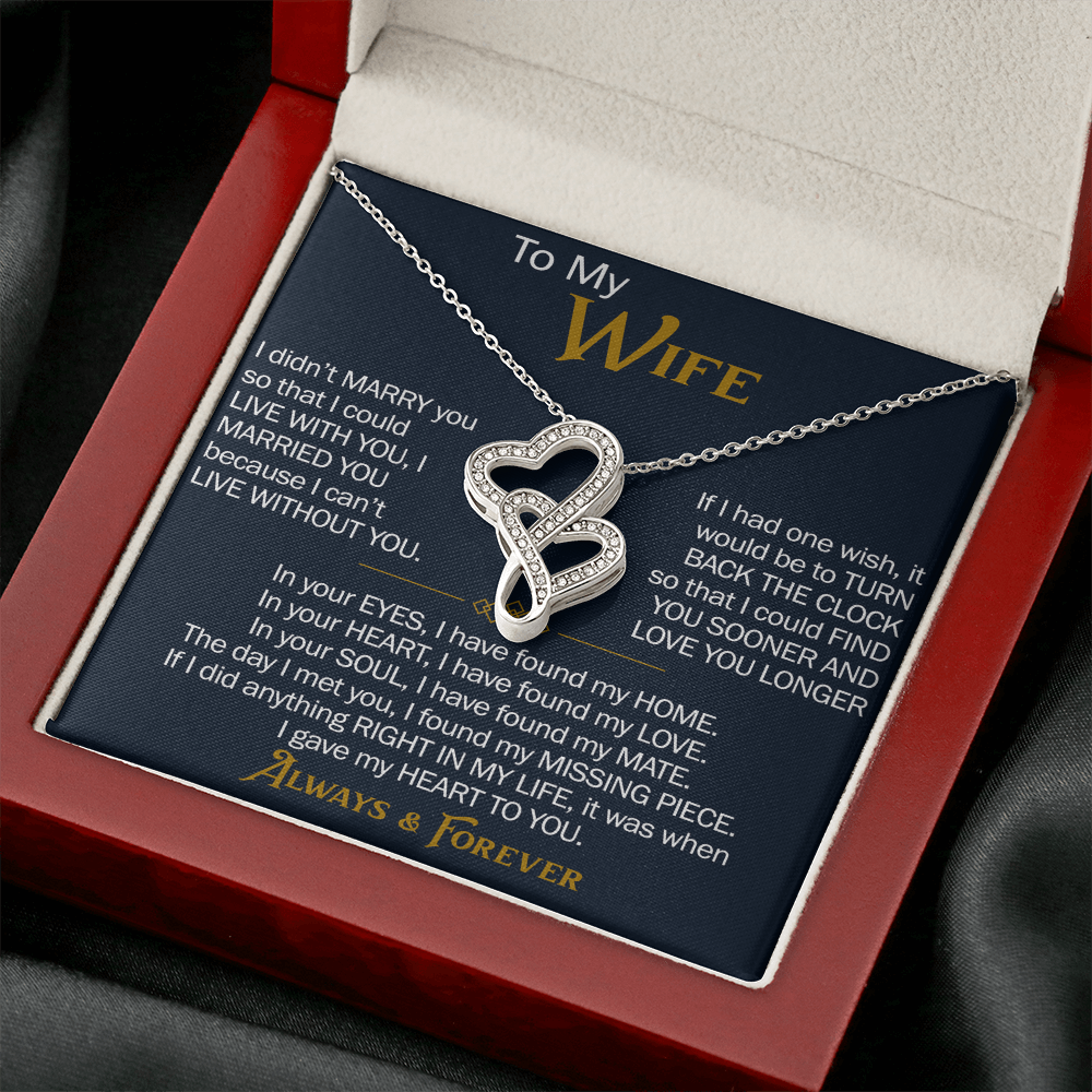 To My Wife Heart-to-Heart Pendant Necklace from Husband, Christmas Gifts For Women, Anniversary Gift For Wife, Soulmate