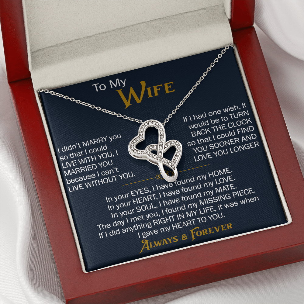 To My Wife Heart-to-Heart Pendant Necklace from Husband, Christmas Gifts For Women, Anniversary Gift For Wife, Soulmate
