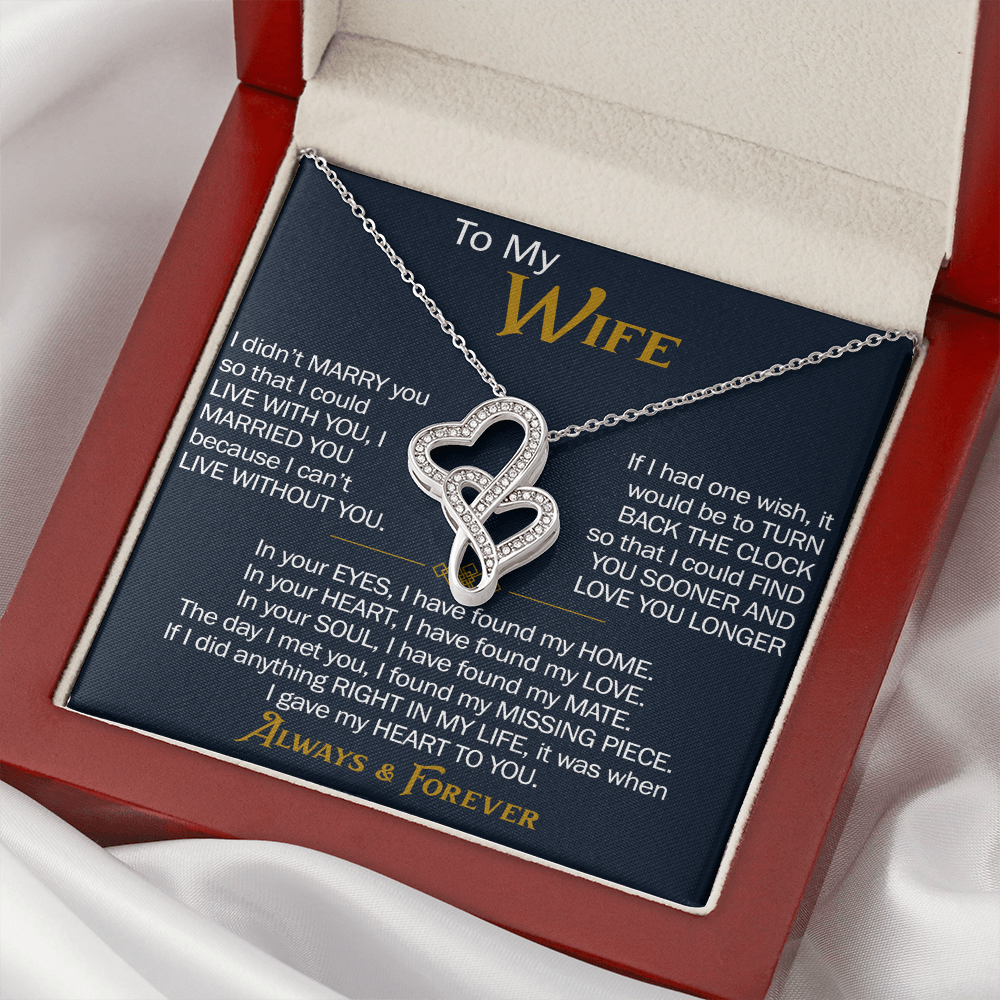 To My Wife Heart-to-Heart Pendant Necklace from Husband, Christmas Gifts For Women, Anniversary Gift For Wife, Soulmate