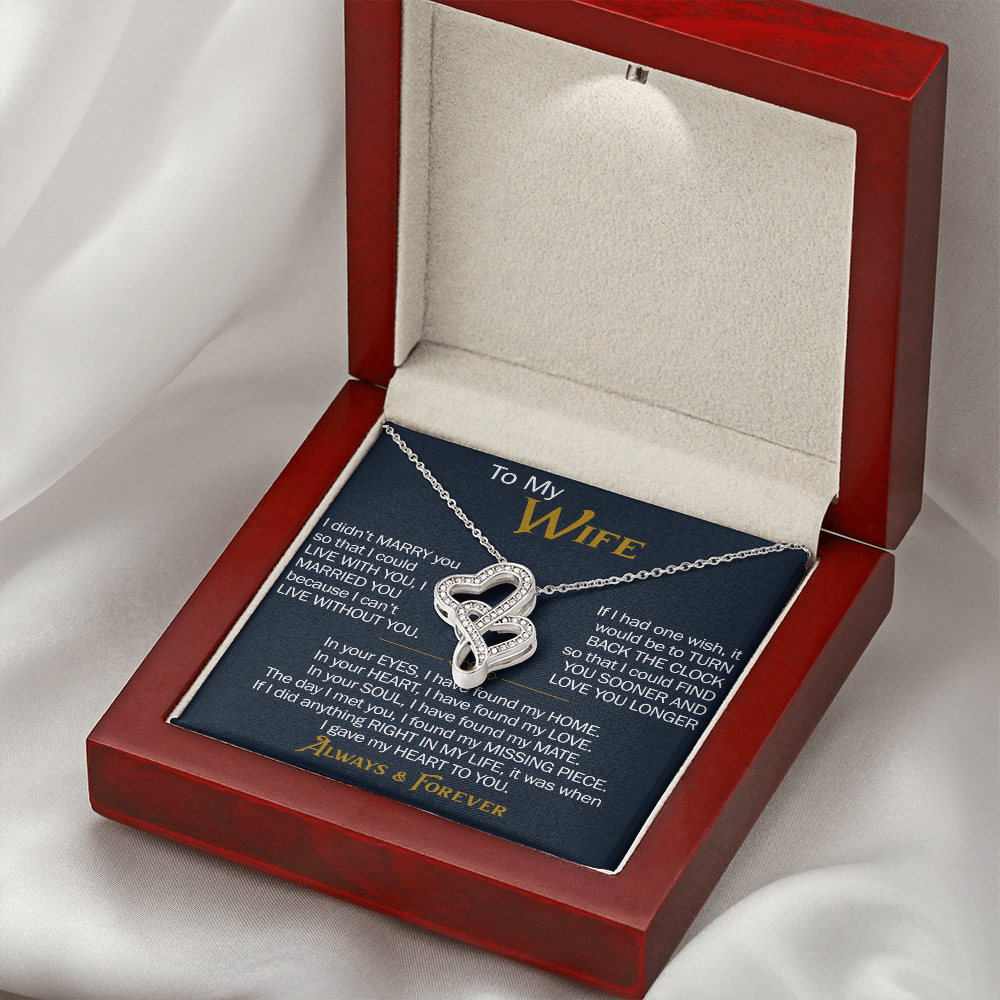 To My Wife Heart-to-Heart Pendant Necklace from Husband, Christmas Gifts For Women, Anniversary Gift For Wife, Soulmate