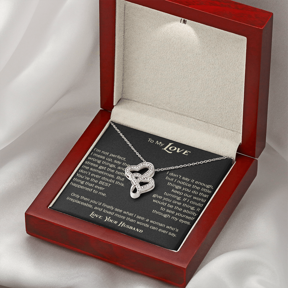Heart-to-Heart Pendant Necklace for Wife From Husband, Anniversary Jewelry, Christmas Birthday for Wifey, To My Soulmate Gift.