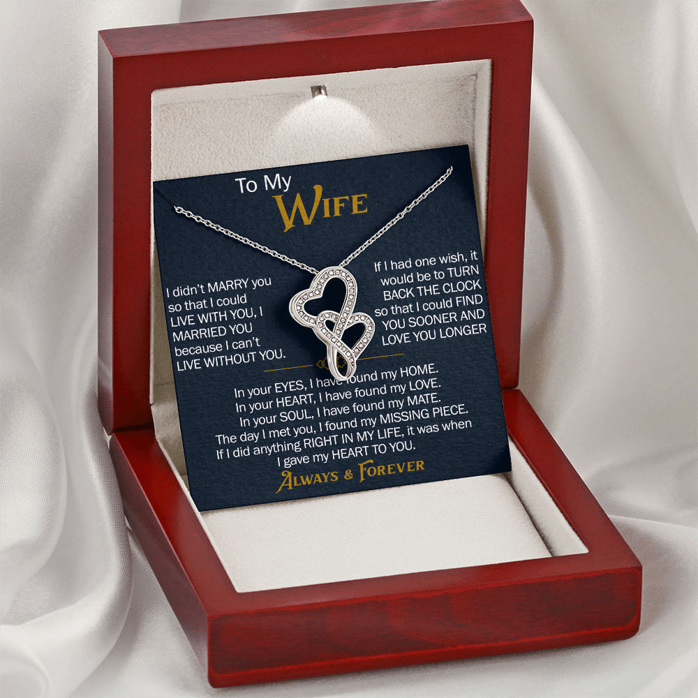 To My Wife Heart-to-Heart Pendant Necklace from Husband, Christmas Gifts For Women, Anniversary Gift For Wife, Soulmate