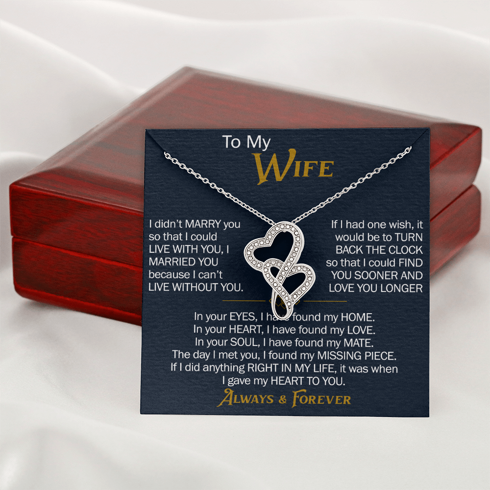 To My Wife Heart-to-Heart Pendant Necklace from Husband, Christmas Gifts For Women, Anniversary Gift For Wife, Soulmate
