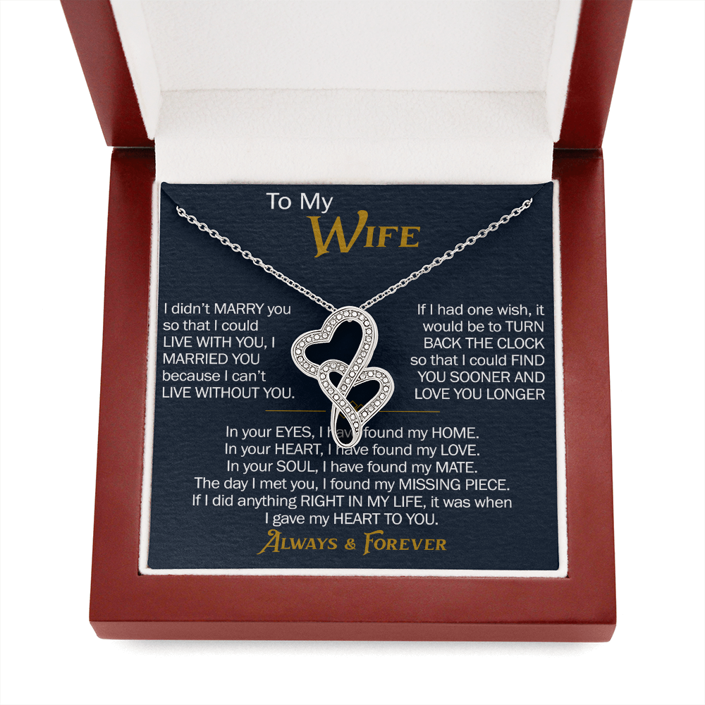To My Wife Heart-to-Heart Pendant Necklace from Husband, Christmas Gifts For Women, Anniversary Gift For Wife, Soulmate