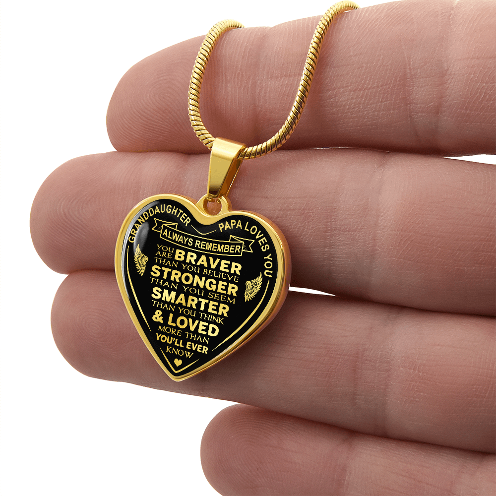 To My Granddaughter Heart Necklace gift from Papa Grandad Grandfather