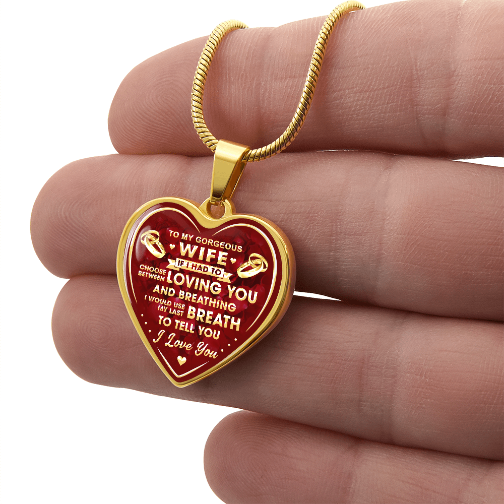 Romantic Gift for Wife, Wedding Heart Necklace - Husband and Wife Heartfelt Gift (132950845308)